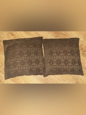 Set of 2 Decorative Brown Geometric Throw Pillows